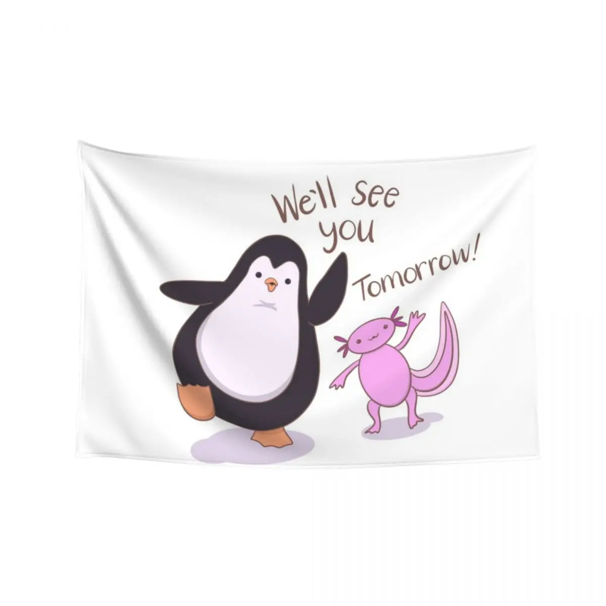 

Axolotl and Penguin Friend (Original) Tapestry On The Wall Home Decorations Aesthetic Aesthetic Room Decor Tapestry