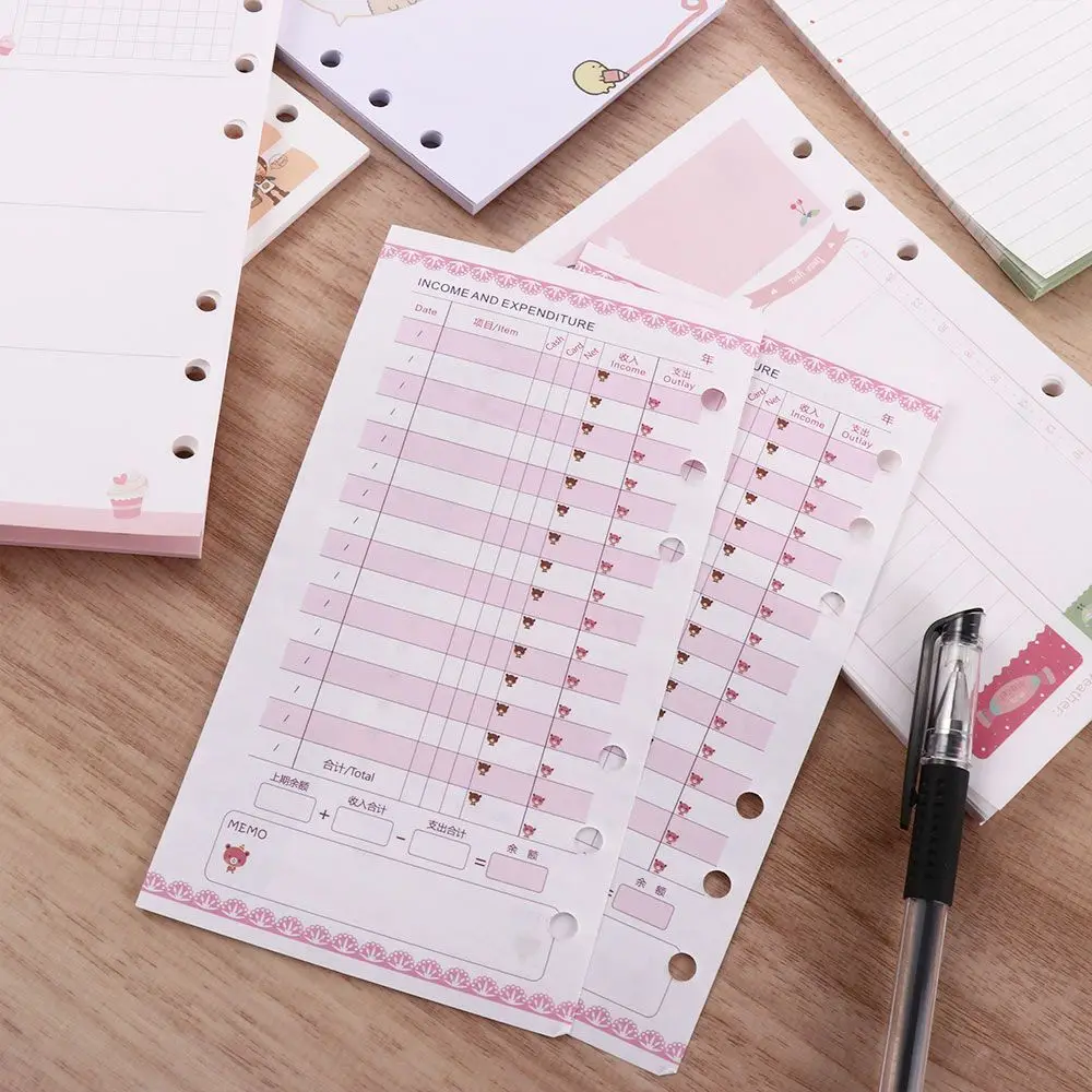 Kawaii Stationery Daily Planner Weekly A5 A6 Monthly Binder Inner Pages Paper Refill Loose Leaf Notebook Refill