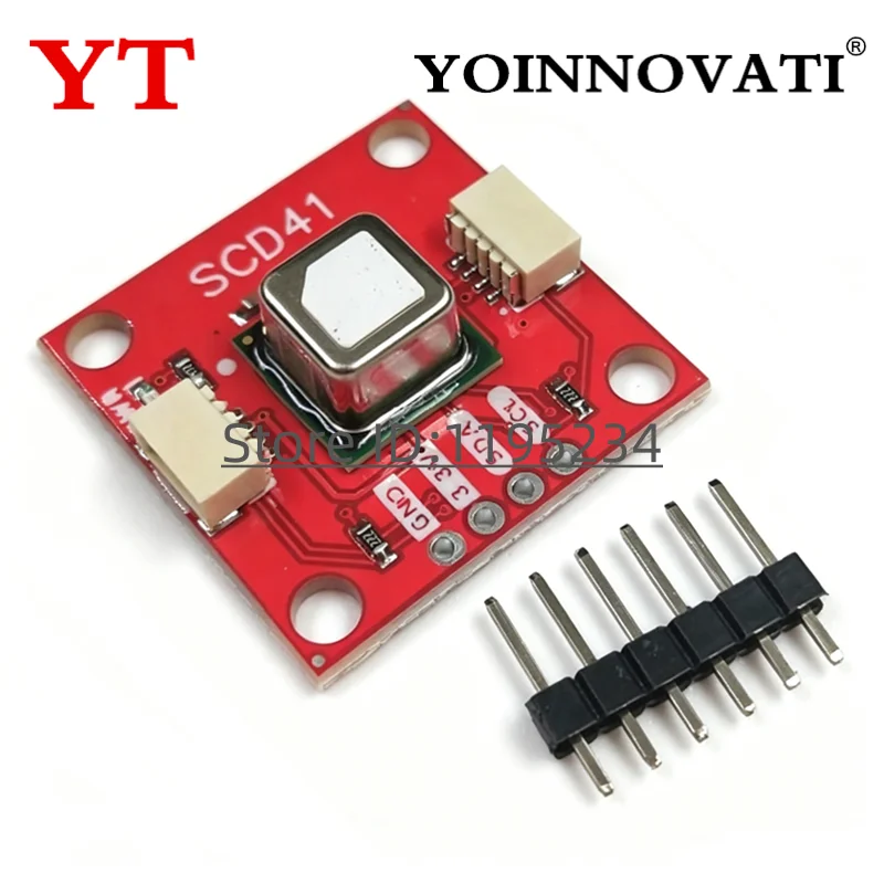 SCD41 Gas Sensor Module, CO2/Temp/Humidity Detector Board with Interface Connectors
