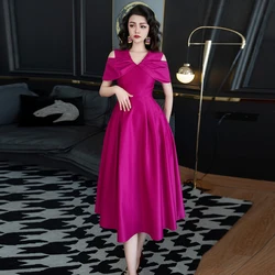 ZJYT Off The Shoulder Dinner Party Dresses for Women Summer 2024 Designer Elegant V Neck Solid Midi Aline Dress Evening Gown