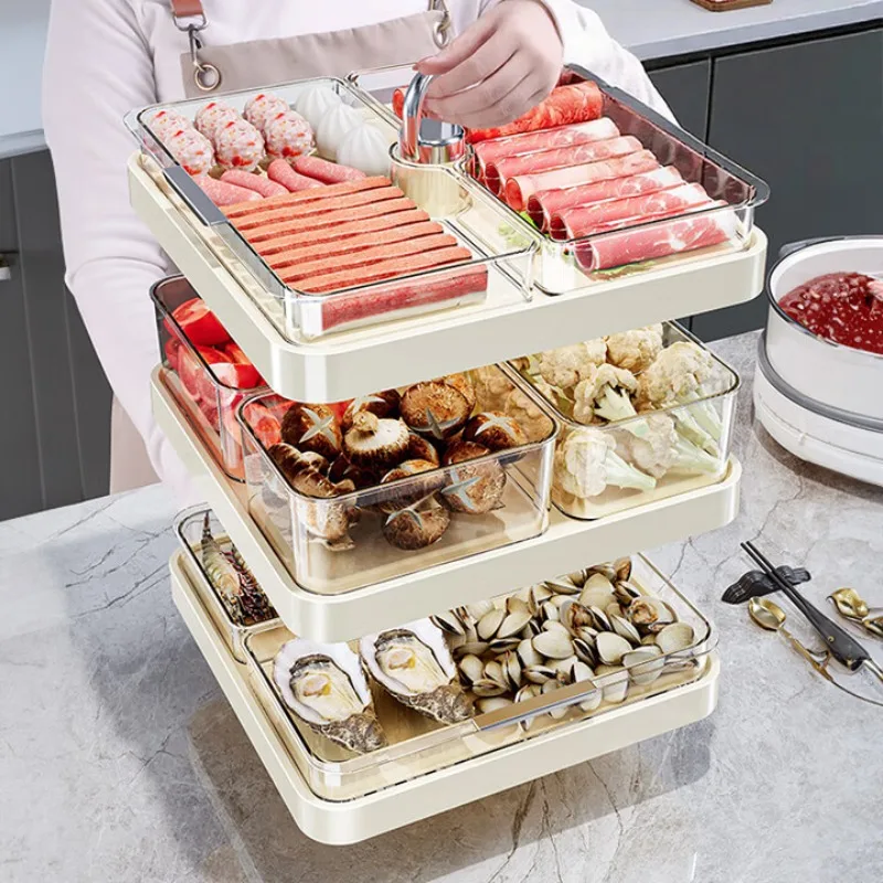 

Hot pot side dish Household multi-layer preparation dish grid tray Multifunctional dish plate rack Premium kitchen tray