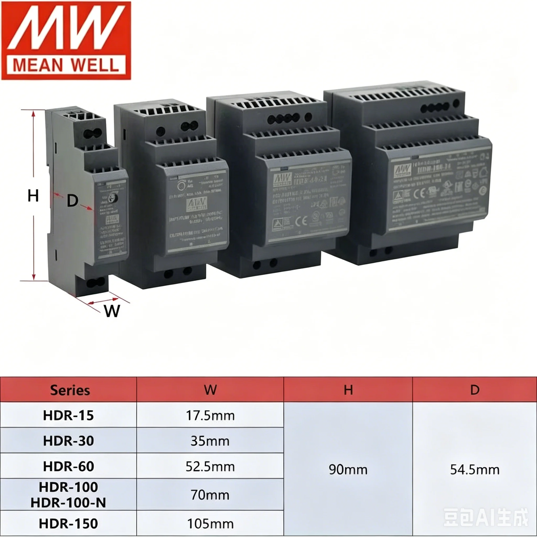 HDR Series DIN Rail Ultrathin Switching Power Supply Slim Step Shape Transformer 15W/30W/60W/100W/150W AC to DC 12V 24V Output