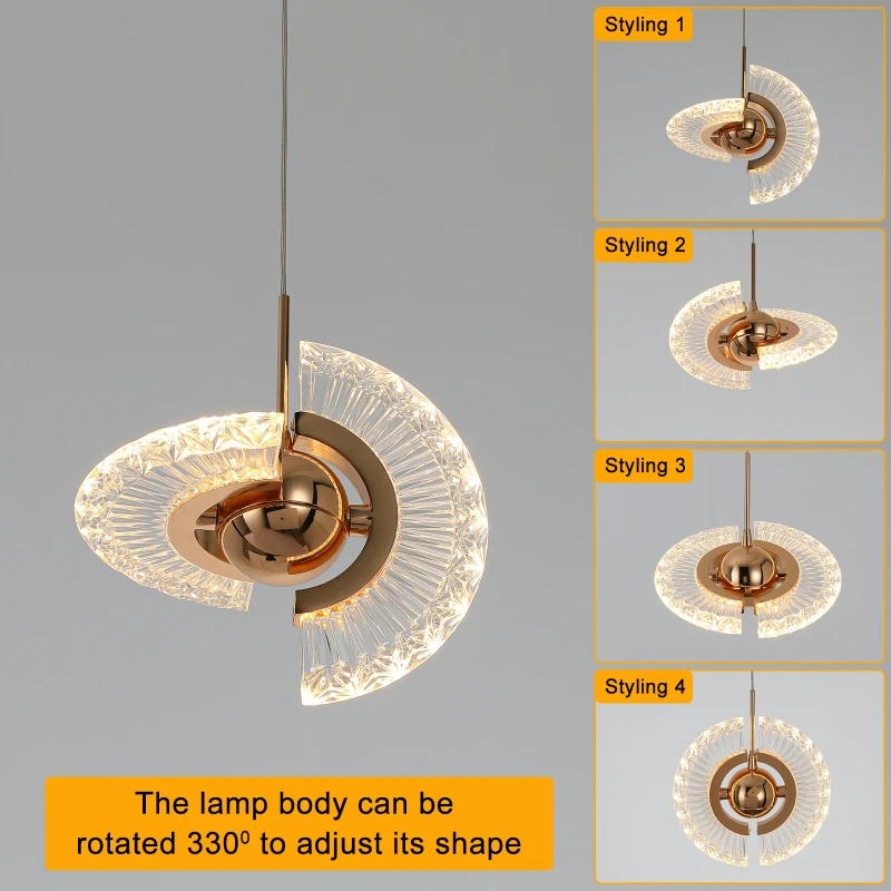 Lampada a sospensione moderna girevole Multi-Styling Led luci rotonde casa Indoor soggiorno scale corridoio Art Decor illuminazione a soffitto