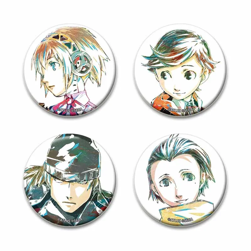 Persona 3 Game Brooches P3 Shin Takeba Megami Yuuki Tensei Makoto Yukari Cosplay Badge Round Tinplate Brooch Pins for Backpack