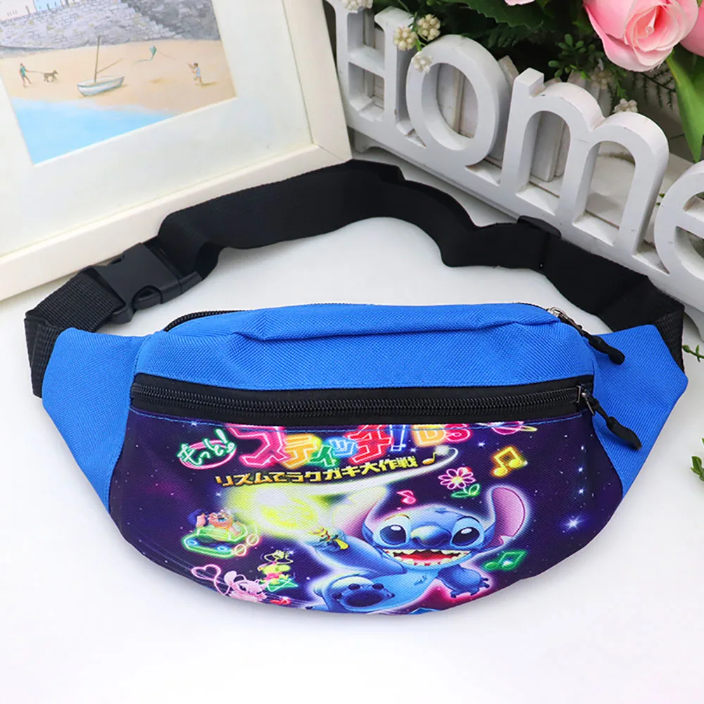 Disney Stitch Chrildren\'s Waist Bag Canvas Fanny Pack Boy Girl Cartoon Crossbody Chest Bag Fashion Travel Belt Bag kids gifts