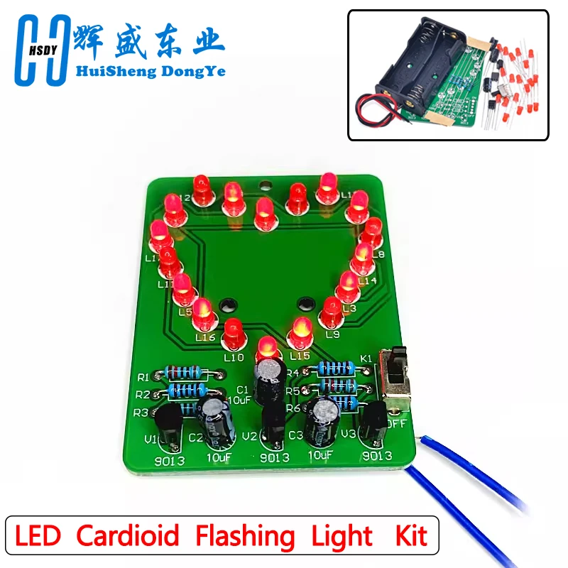 Zestaw migających lamp wodnych LED w kształcie serca DIY luzem elektroniczne nauczanie szkolenia produkcja i montaż spawarek