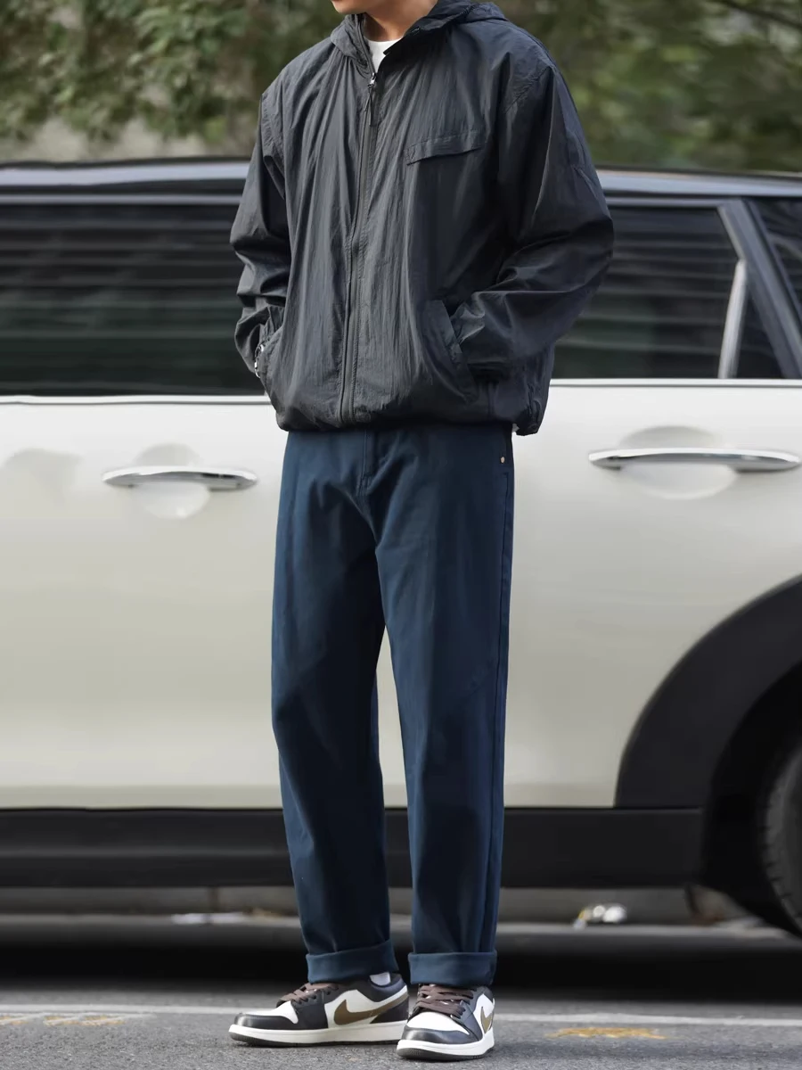 

American Sle Workwear Casual Pants Men's Spring Autumn Anti-Wrinkle Simple Match Straight Tube Long Pants Loose Wide Leg