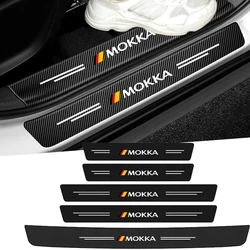 Protector de umbral de puerta de coche, calcomanías antiarañazos para Opel MOKKA Logo, fibra de carbono, placa de desgaste automática, tira adhesiva Interior