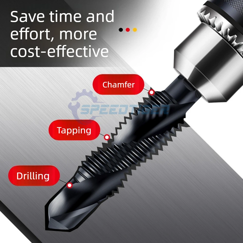 SPEEDTIGER HSS Cobalt 2 in 1 Compound Tap Drill Bit Drilling and Tapping Integrated Self-Tapping Drill Bit for Metal Processing