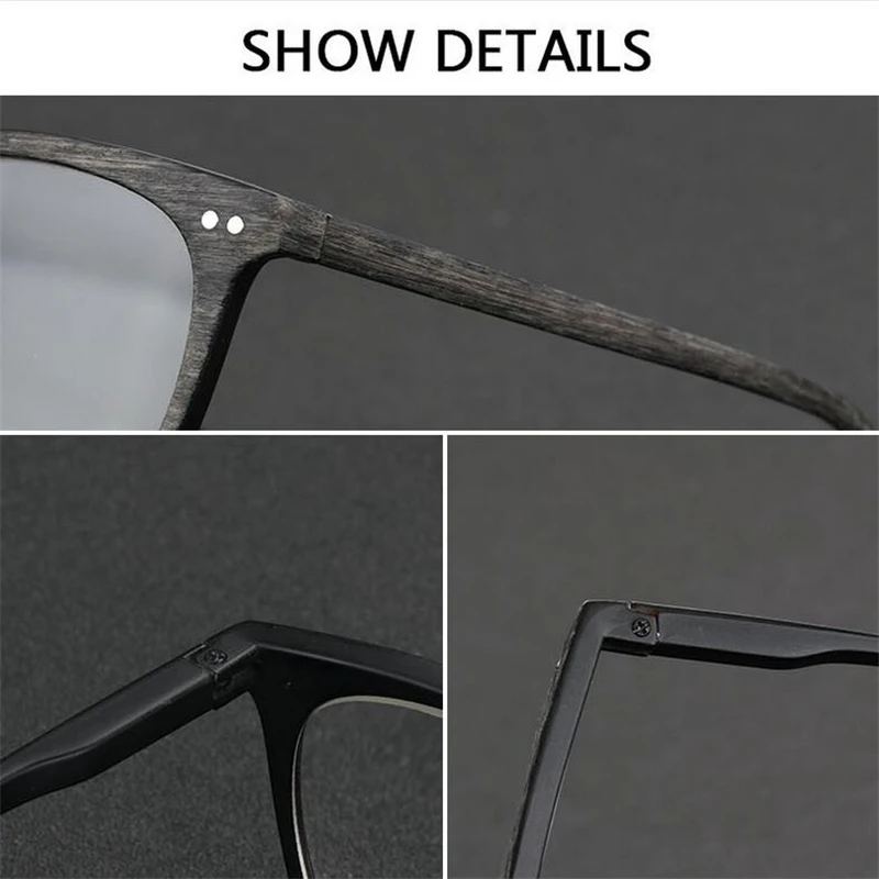 Sun Photochromic Lenses Finished Myopia Glasses For Unisex Retro Wood Color Chameleon Nearsighted Eyewear 0 -1.0 -1.5 -To -4.0