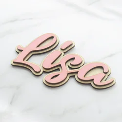 Personalised Color Wooden Double Layered Name Wood Sign with Adhesive Children’s Door Plaque Nursery Playroom Kids Toybox Decor
