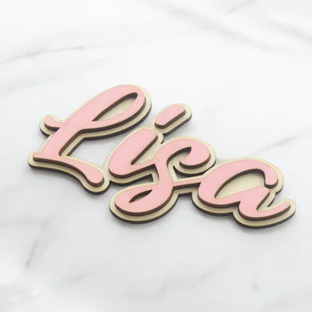 Personalised Color Wooden Double Layered Name Wood Sign with Adhesive Children’s Door Plaque Nursery Playroom Kids Toybox Decor