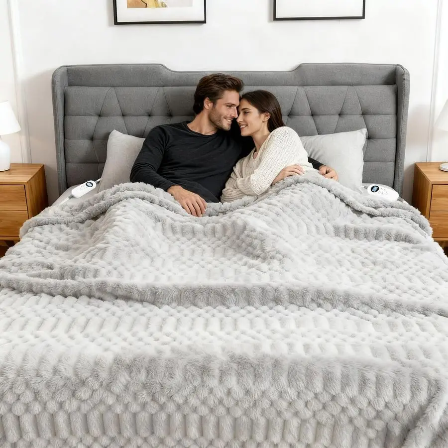 

Blanket King Size, 90x100 Electric Blanket Heating with Dual Controllers, Fast Heating with 12 Heat Levels amp 12 Hours Auto Off