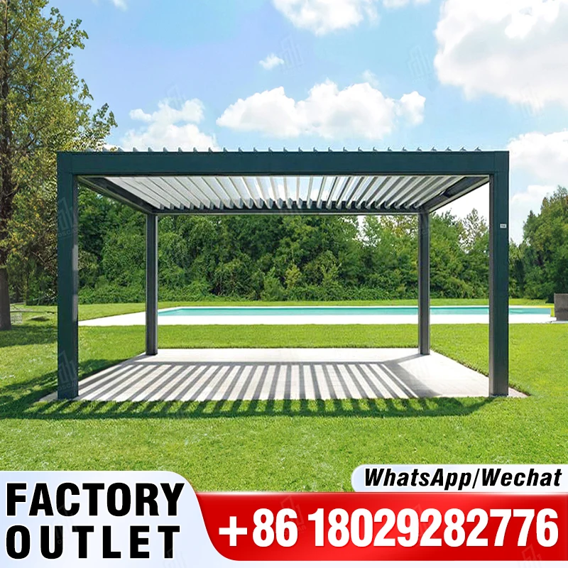 

Wholesale Modern Designs Outdoor Swimming Pool Electric Aluminium Pergola All Season Shutter Aluminium Pergolas