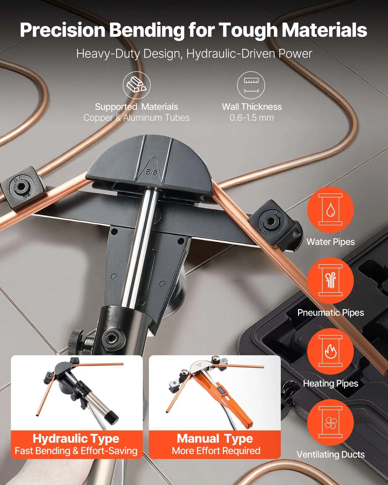 

Набор для гибки гидравлических труб, от 1/4 до 7/8 дюймов, гибочный инструмент для медных труб, комплект для гибки труб HVAC, 90° ° Изогнутая деталь из алюминиевого сплава 7-й марки