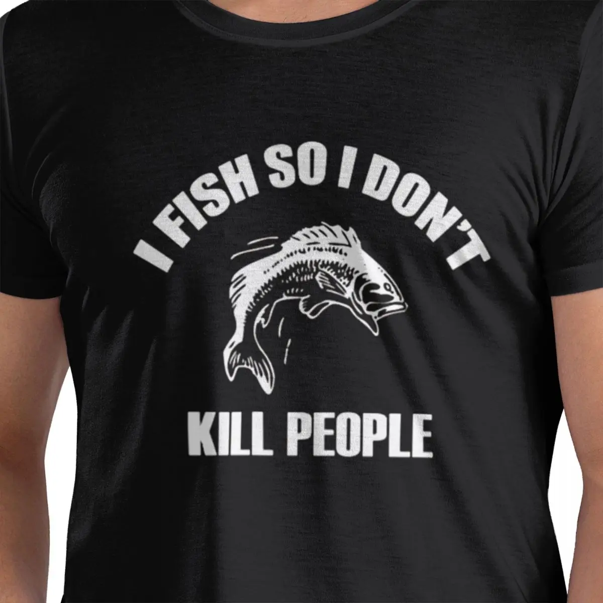 Camiseta I Fish So I Don't Kill People para hombre, camisetas divertidas de gran tamaño, camisetas de algodón con cuello redondo para hombre, camisetas cortas de verano para hombre