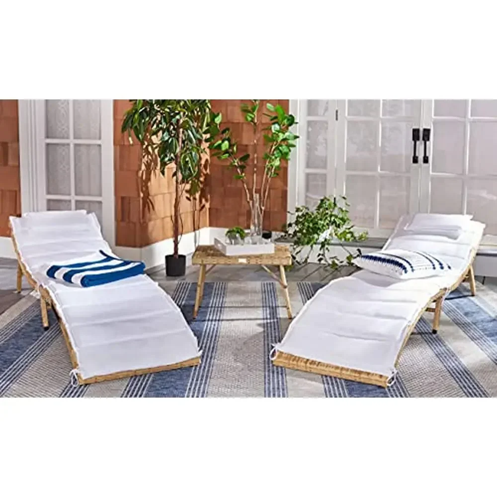 3-Piece Natural/White Chaise Lounge Set with Table Plush Comfort & Durability Chic Designer Details Trusted Brand Easy Assembly