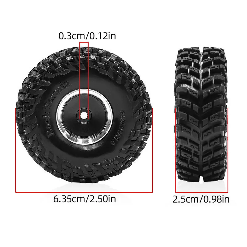 1.0 Inch Tires and Wheels Set for TRX4M SCX24 FMS FCX24 1/18 RC Crawler, 4pcs Pre-assembled Rubber Tires with Plastic Rims, Read