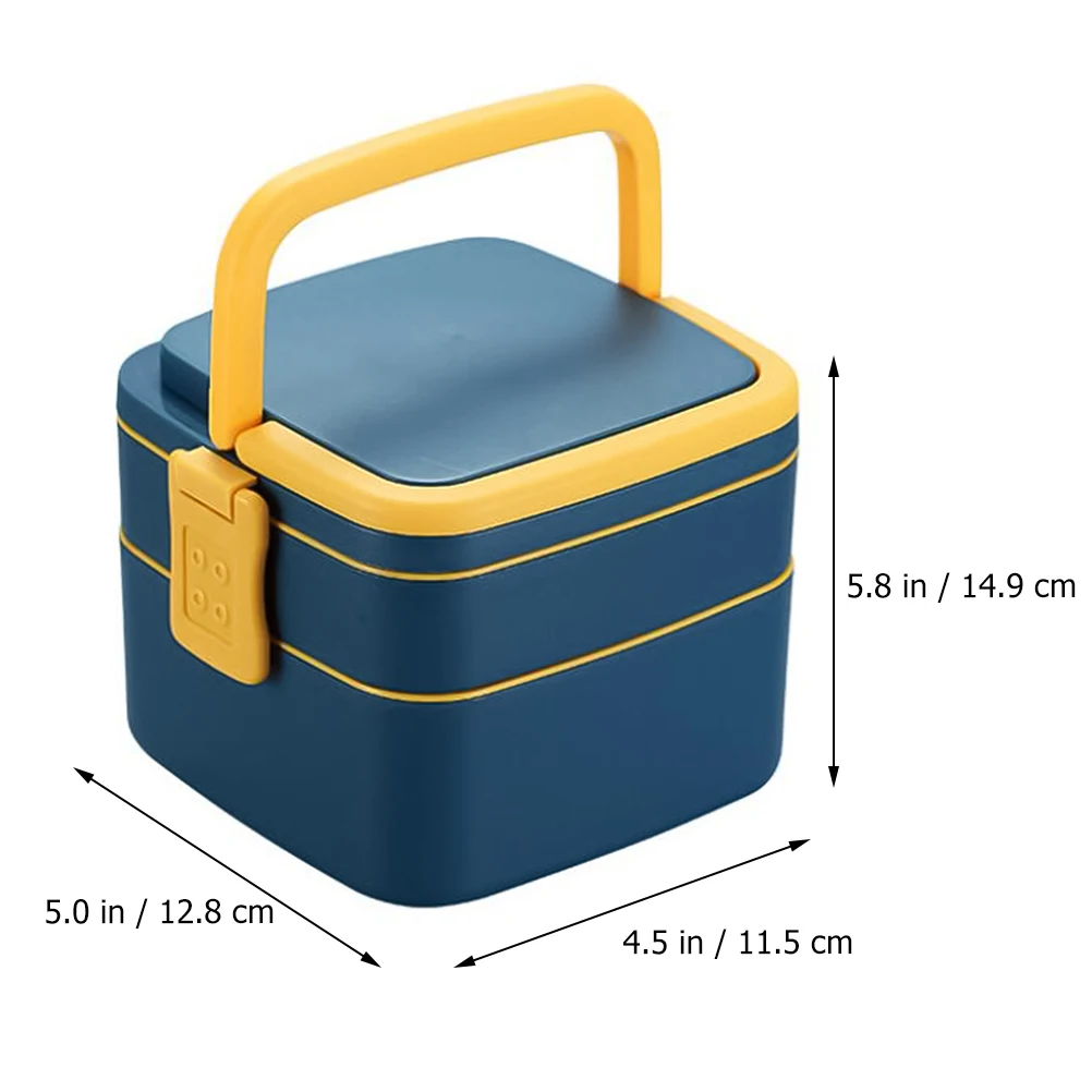 

1 шт. пластиковый ланчбокс 1,3 л двухслойный герметичный ящик для еды ложка портативный офисный школьный ящик для пикника портативный ланчбокс