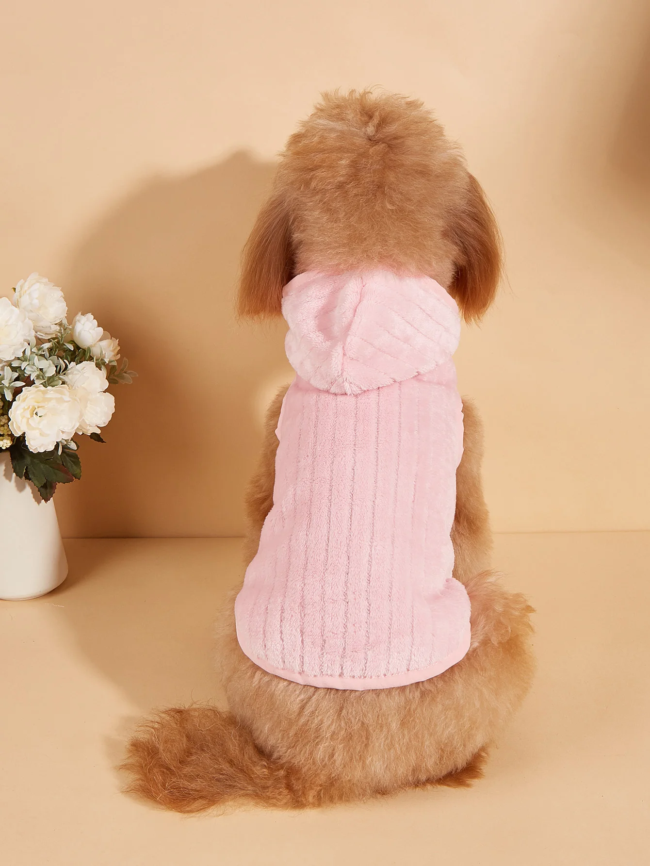 Dog Hoodies Warm Plush Dog Vest with Hat Soft Fleece Lining Sweater Sweateshirt for Small dog Cat Cute Puppy Winter Striped Clot