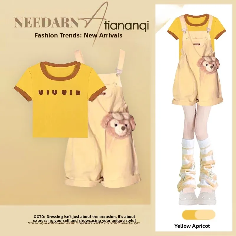 

2026 New Fashion Casual Sportswear Set Women Summer round Neck Short Sleeve T-Shirt High Waist Jeans Two Piece Set Trendy