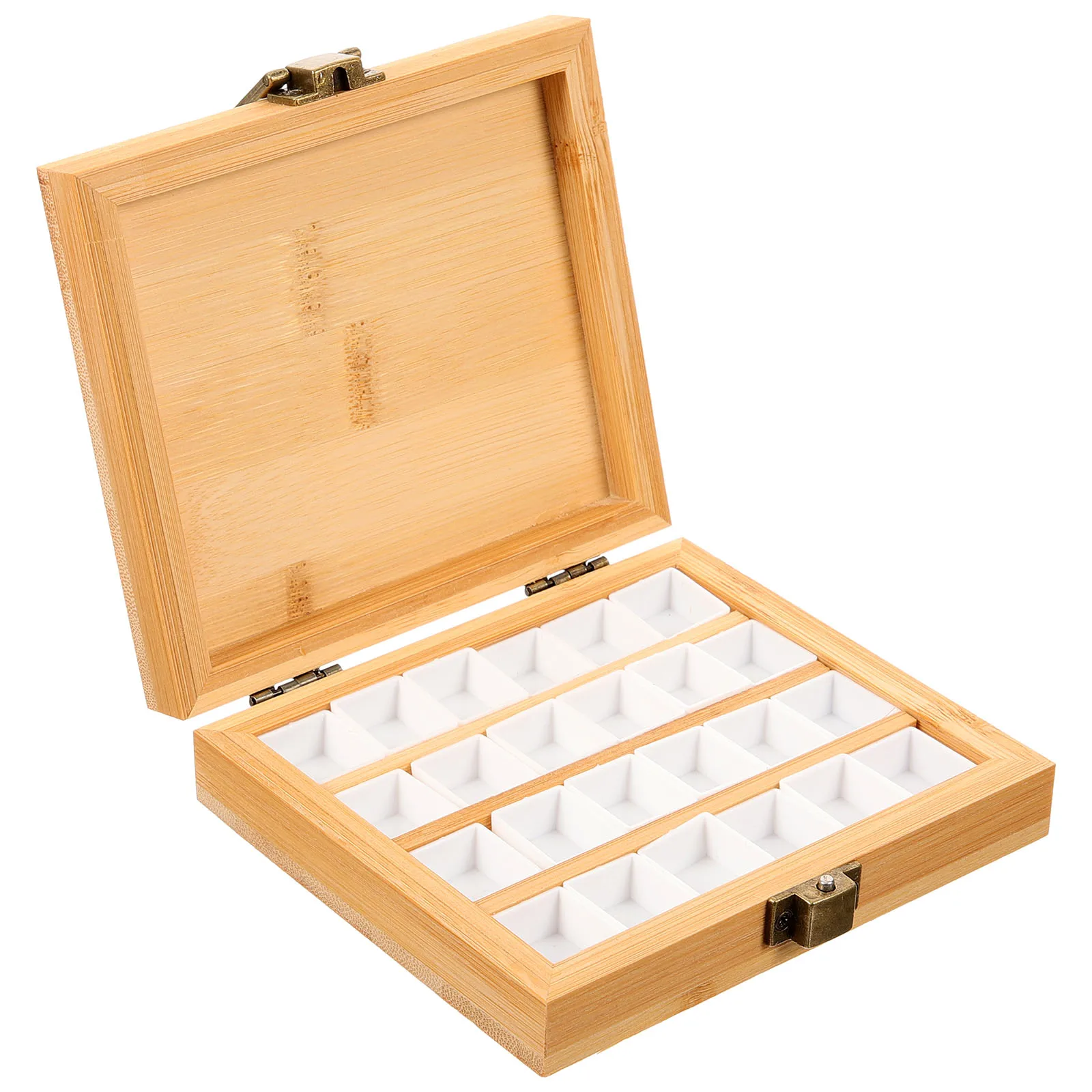 

Wooden Pigment Box Art Watercolor Paint Box Portable Oil Painting Case Grids Easy Clean Durable Home Studio Outdoor Travel