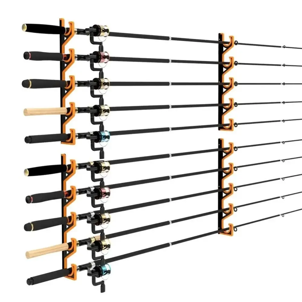 Wall Mounted Wall Mounted Fishing Rod Storage Rack Easy To Install Sturdy Structure Fishing Pole Organizer Holder Anti-Slip