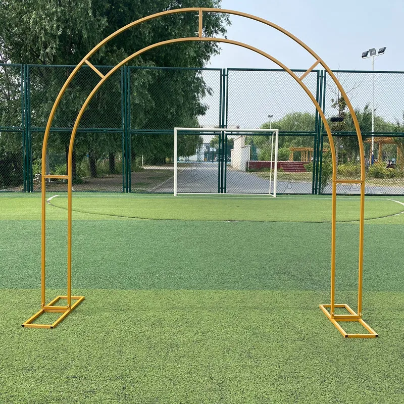 

New wedding props wrought iron curved double arch outdoor wedding scene celebration arrangement silk flower shelf