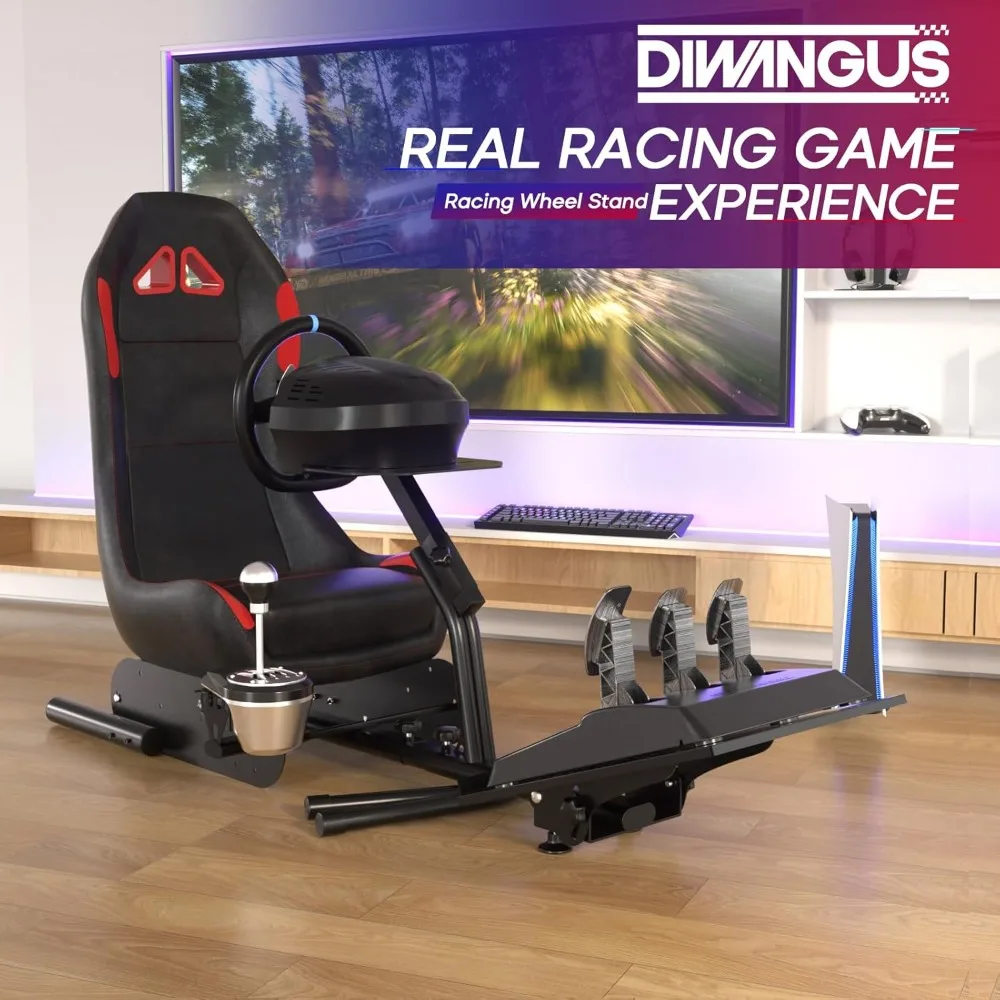 Racing Simulator Cockpit Steering Wheel Stand with Seat Gaming Chair Sim Racing Cockpit for G29 G920 G923 G27 G25 T248X