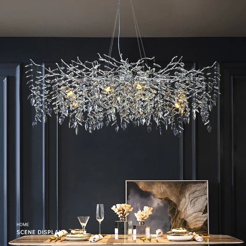 

Branch-shaped luxury crystal ceiling chandelier home decoration golden gloss LED modern villa dining room living room chandelier