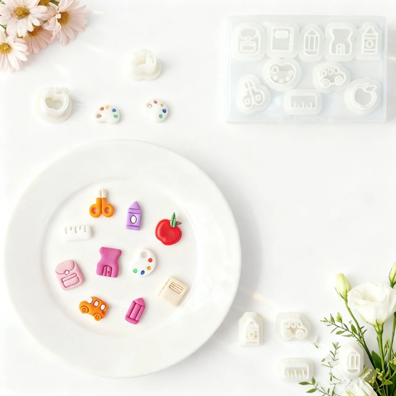 10 قطعة سلسلة القرطاسية الصغيرة الكرتونية قالب الطين الناعم قالب سريع DIY بها بنفسك أقراط المعلقات كتيبات القرطاسية الديكور الهدايا #1