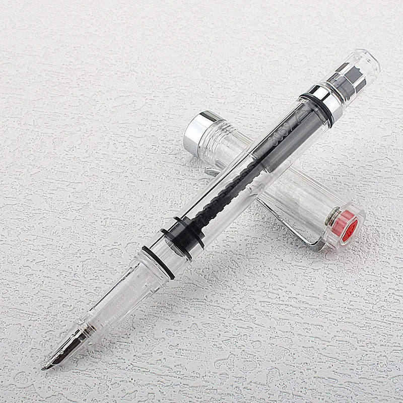 Lanbitou Transparent  Piston Fountain Pen Bent (Curved) 1.0mm Large-Capacity Gift Pen for Business Office