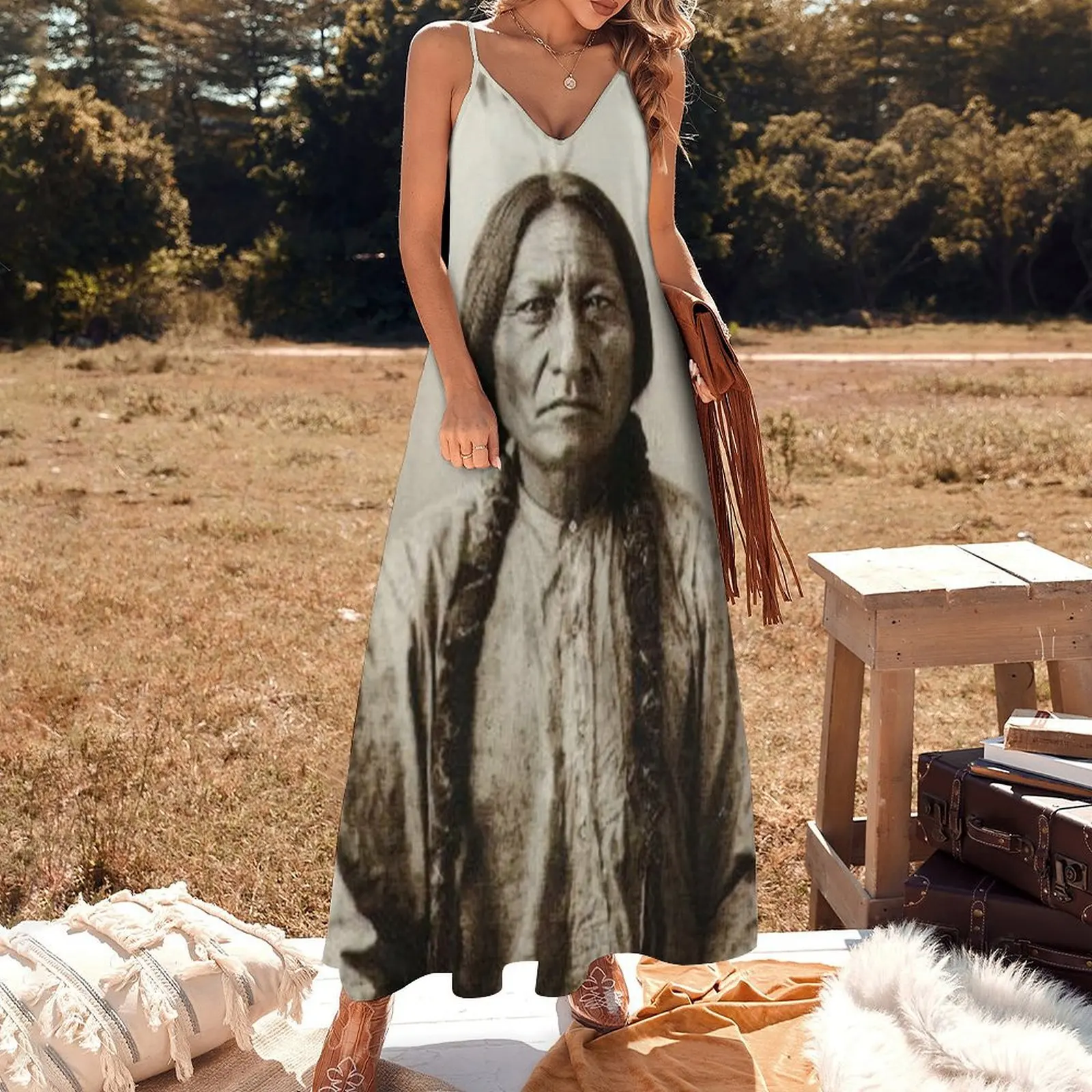 Sitting Bull - Hunkpapa Lakota Sleeveless Dress summer dress korean women Long veiled dresses