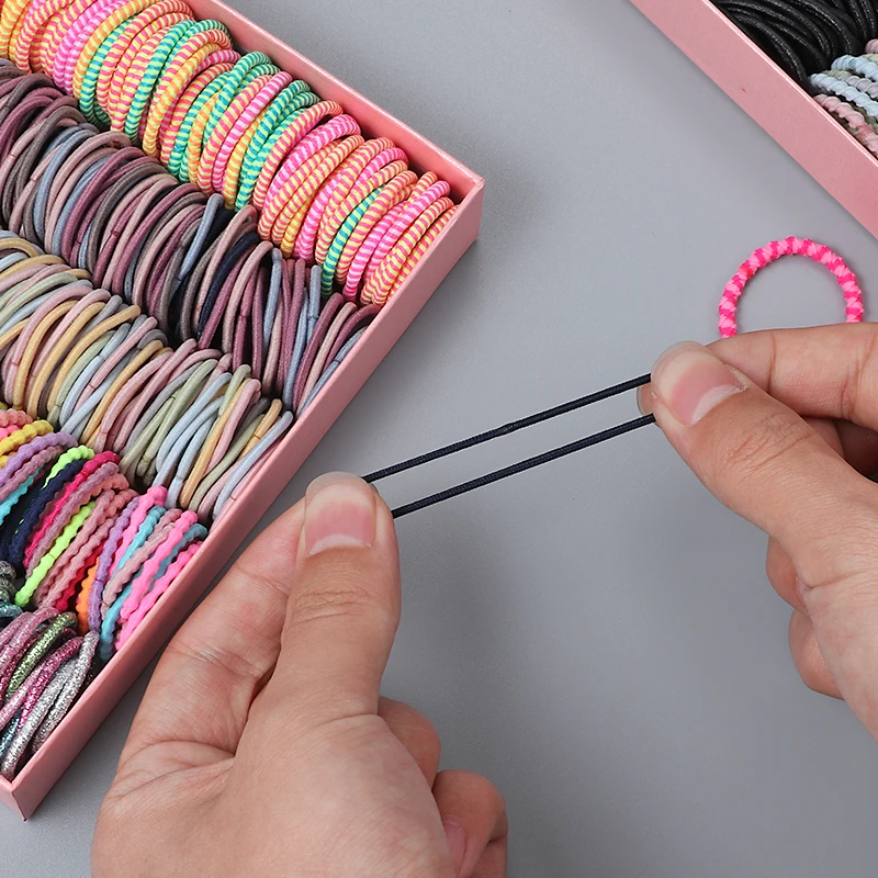 2022 nuevo 100 unids/set bandas para el cabello niñas Color caramelo banda de goma elástica bandas para el cabello niño bebé diadema Scrunchie niños accesorios para el cabello
