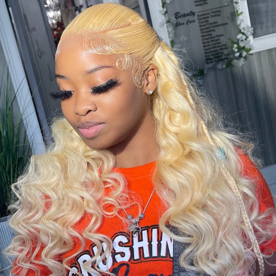613 Blonde Body Wave Lace Front Wig - 250 Yoğunluklu 613 İnsan Saçı Peruk