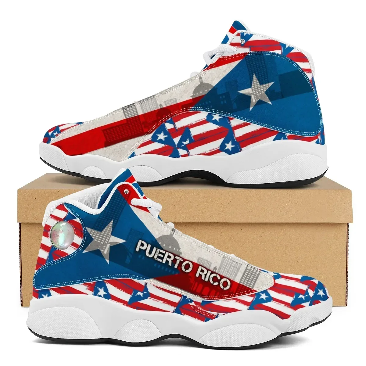 Puerto Rico Flag Print Cool Boys Basketball Sneakers POD Tennis Shoes for Male Teens Custom Shoes Gift Running Shoe Dropshipping