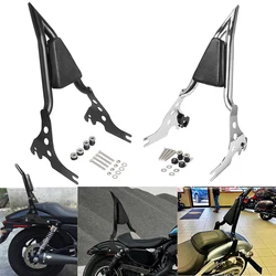 Motorcycle Rear Passenger Backrest Sissy Bar Rack Cushion Pad Detachable Chrome/ Black For Harley Sportster XL 1200 883 72 48