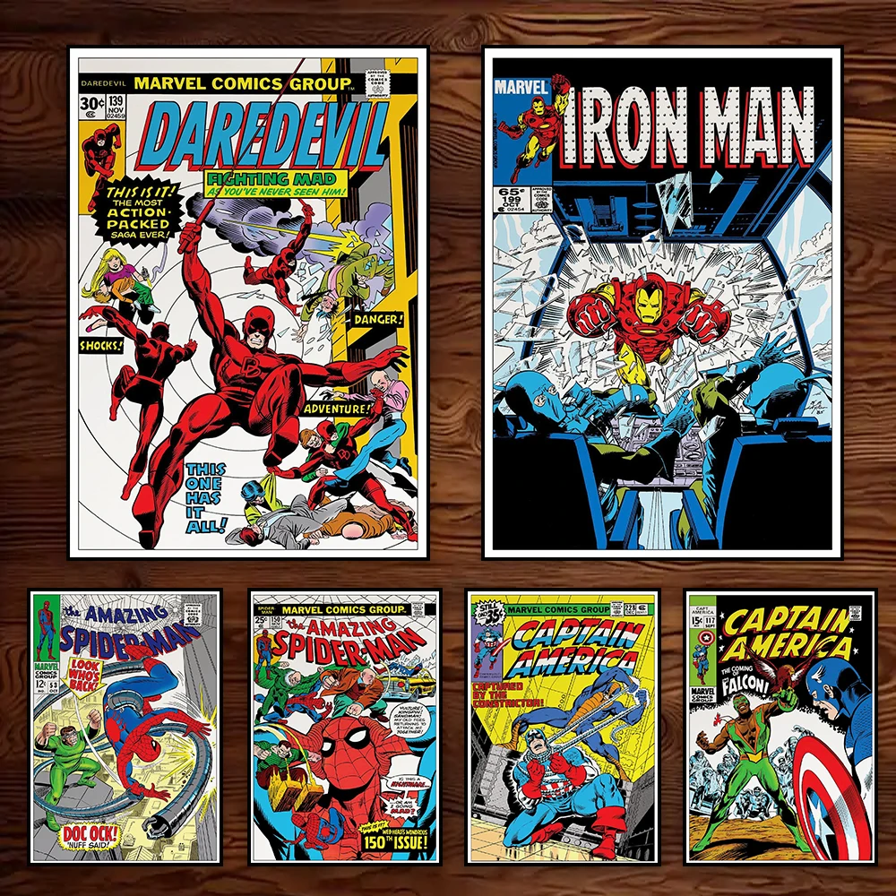 Póster de Daredevil de Disney, superhéroes clásicos, impresión de cómic, arte de pared, póster de película Vintage, Spider Man, Hulk, pintura en lienzo, decoración