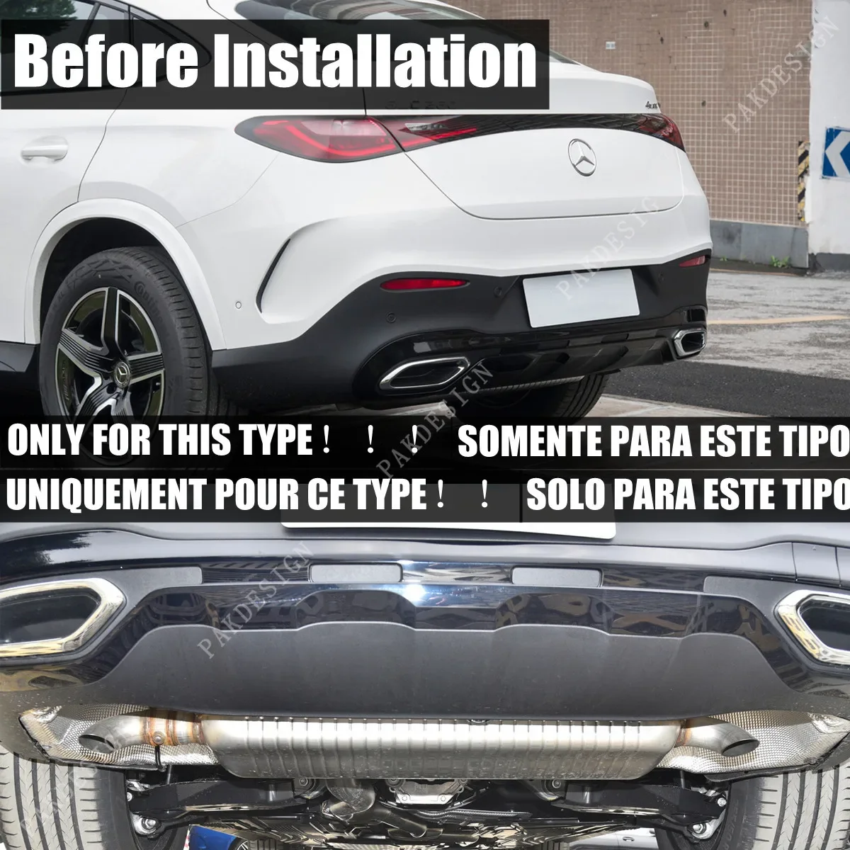 Rear Splitter With Vertical for Mercedes-Benz GLC Coupe C254 GLC 300 GLC 400 2023 2024 Rear Bumper Diffuser Bodykit Maxton Style