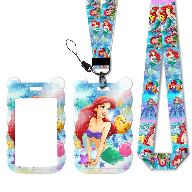

Disney The Little Mermaid Princess Designs Lanyards Id Badge Holder Strap Work Card Bus Access Card Holder Keychains Accessories