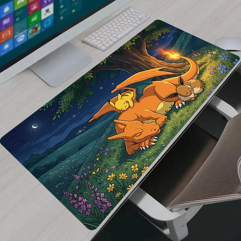 Mouse Pad Anime PC Gamer Cabinet Mausepad P-Pokemon Keyboard Desk Mat Computer Gaming Accessories Kawaii Pikachu Playmat