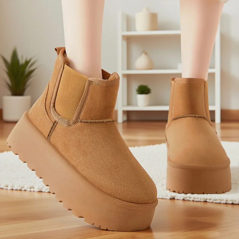 

Women's Snow Boots 2025 Winter New Thicken Warm Slip on Cotton Shoes Comfortable Outdoor Non Slip Height Increase Casual Shoes