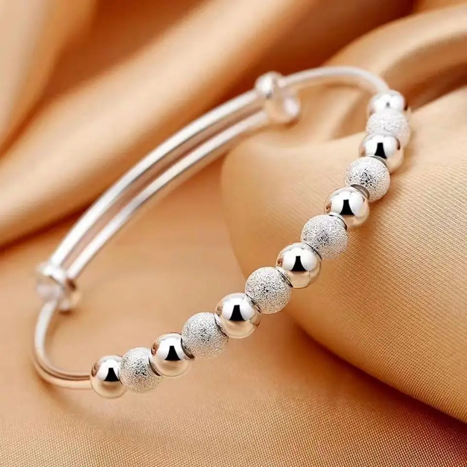 Charms 925 Sterling Silver Luxury Beads Bracelets For Women Fashion Designer Adjustable Ball Bangles Bracelet Wedding Jewelry