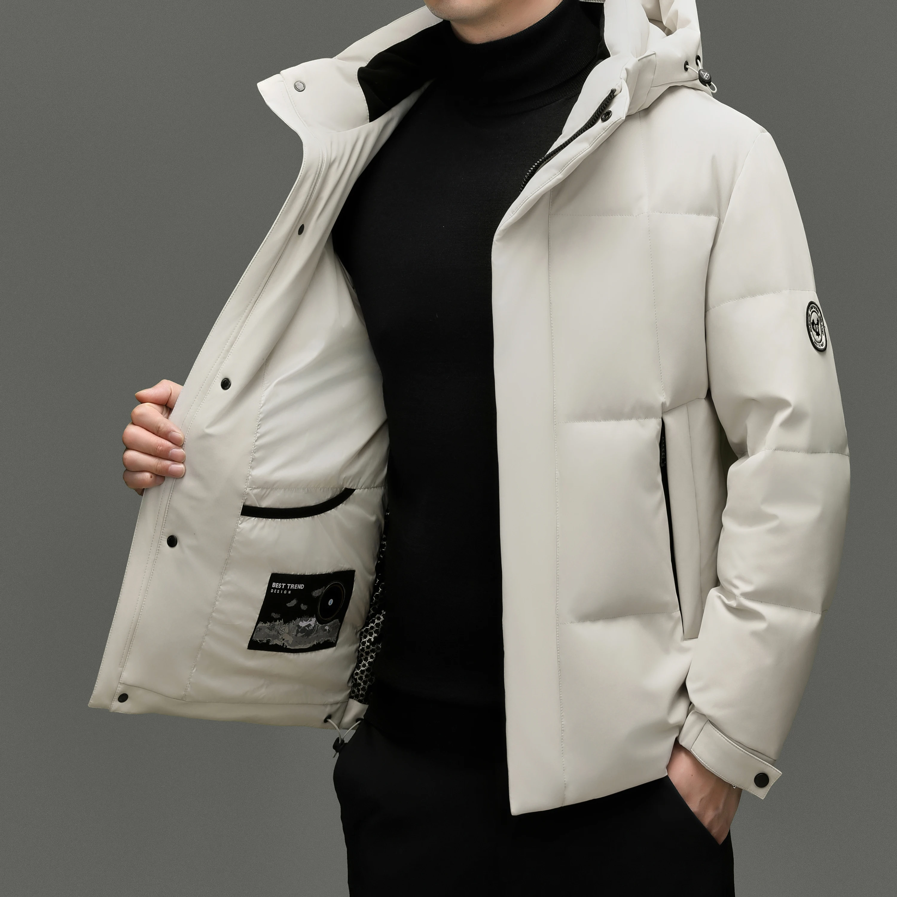 

High Quality 90% White Duck Down Jacket Men 2025 Winter Hooded Parkas Coat Male Wind-Proof Outdoor Duck Down Puffer Jacket