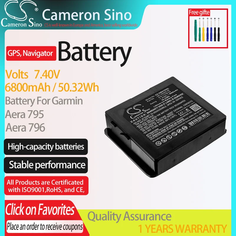 

CameronSino Battery for Garmin Aera 795 Aera 796 fits 010-11756-04 361-00055-00,GPS Navigator Battery.