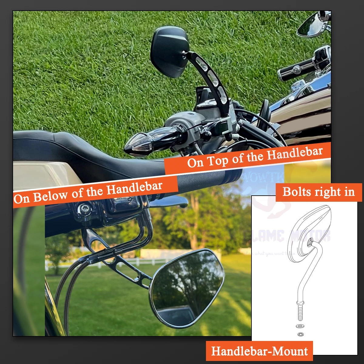 Motorcycles 8mm Rear View Side 360° Handlebar Mirrors For Harley Davidson Sportster 883 Touring Road King Street Glide 1984-2024