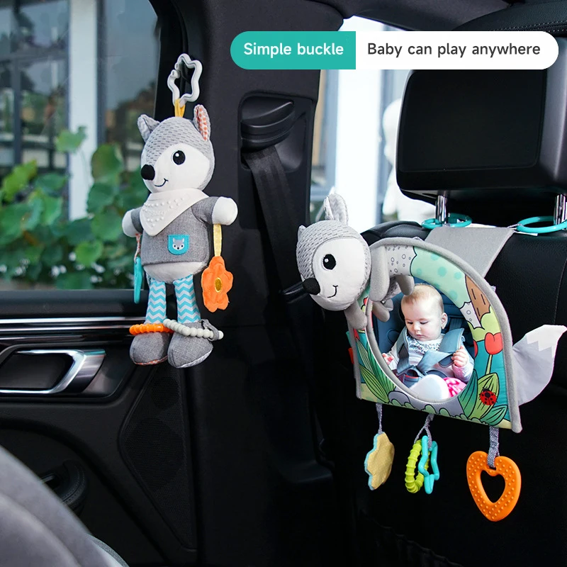 Child Sensory Stroller Hanging Animal Mirror Rattles Pendant Toy Car Seat Crib Travel Accompany Toy Sensory Development Toy Gift