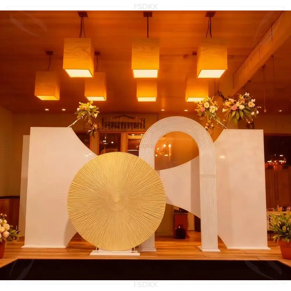 

FSDKX Wedding Event Party Supplies White Flower Acrylic PVC Backdrop Stage Decorations