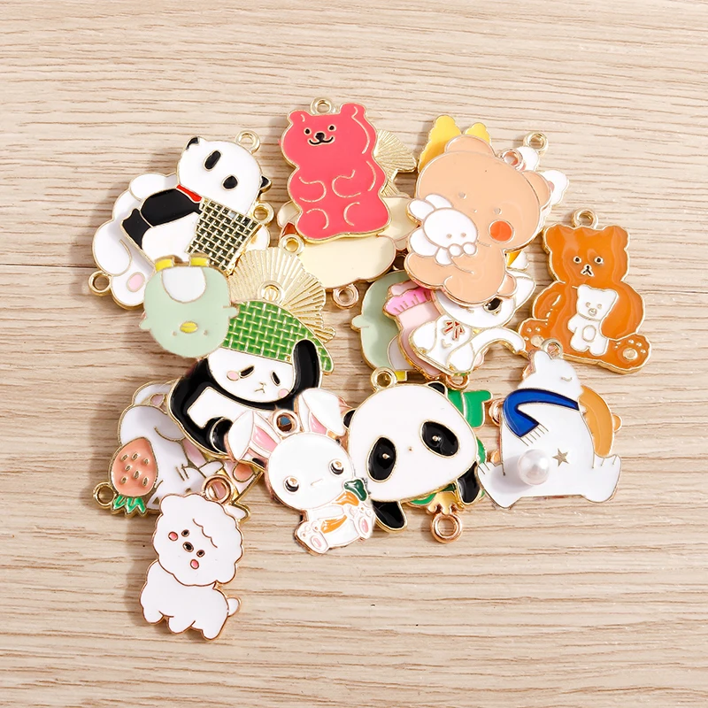 Tusember 10 Stück Tier-Anhänger, niedlicher Emaille-Frosch, Ente, Elefant, Pinguin, Charms für Schmuckherstellung, Ohrringe, Halskette, Zubehör – Detail 3
