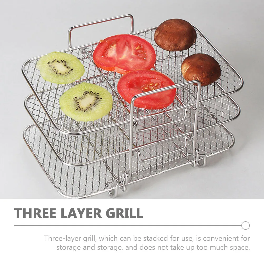 

Three Layer Steamed Grill Rack Detachable 304 Stainless Steel Air Fryer Rack barbecue grill rack electric oven accessory
